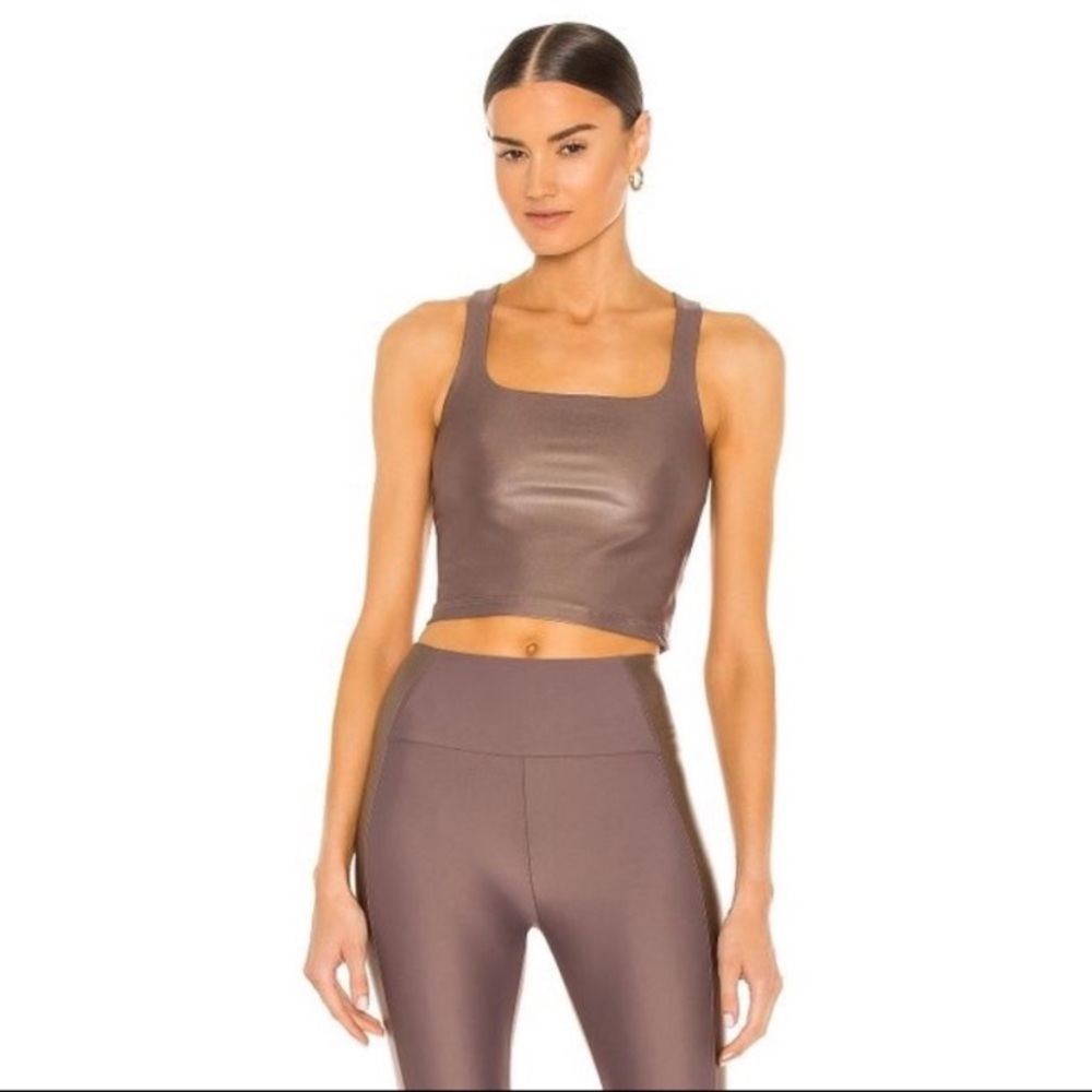 Beyond Yoga SET Sportsgloss Smooth Operator 
Cocoa Brown Top & Leggings Medium